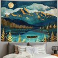 thumbnail image 2 of FUMJ Mountain Tapestry Nature Forest Tree Tapestries for Bedroom Aesthetic Starry Night Moon Stars Tapestrys Wall Hanging Teal Abstract Wall Tapestry for Dorm Living Room, 2 of 6