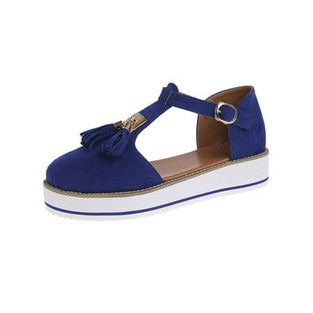Women s Cut Out Loafers Tassel Pendant Closed Toe Ankle Strap Sandals Casual Summer Fashion Platform Walking Shoes
