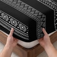 thumbnail image 3 of Full Size Fitted Sheet Set - Black White Geometric 3 Piece Bedding Sets 16" Deep Pocket Fitted Sheet with 2 Pillowcases Modern Striped Plaid Abstract Art Brushed Microfiber Hotel Luxury Bed Sheets, 3 of 9