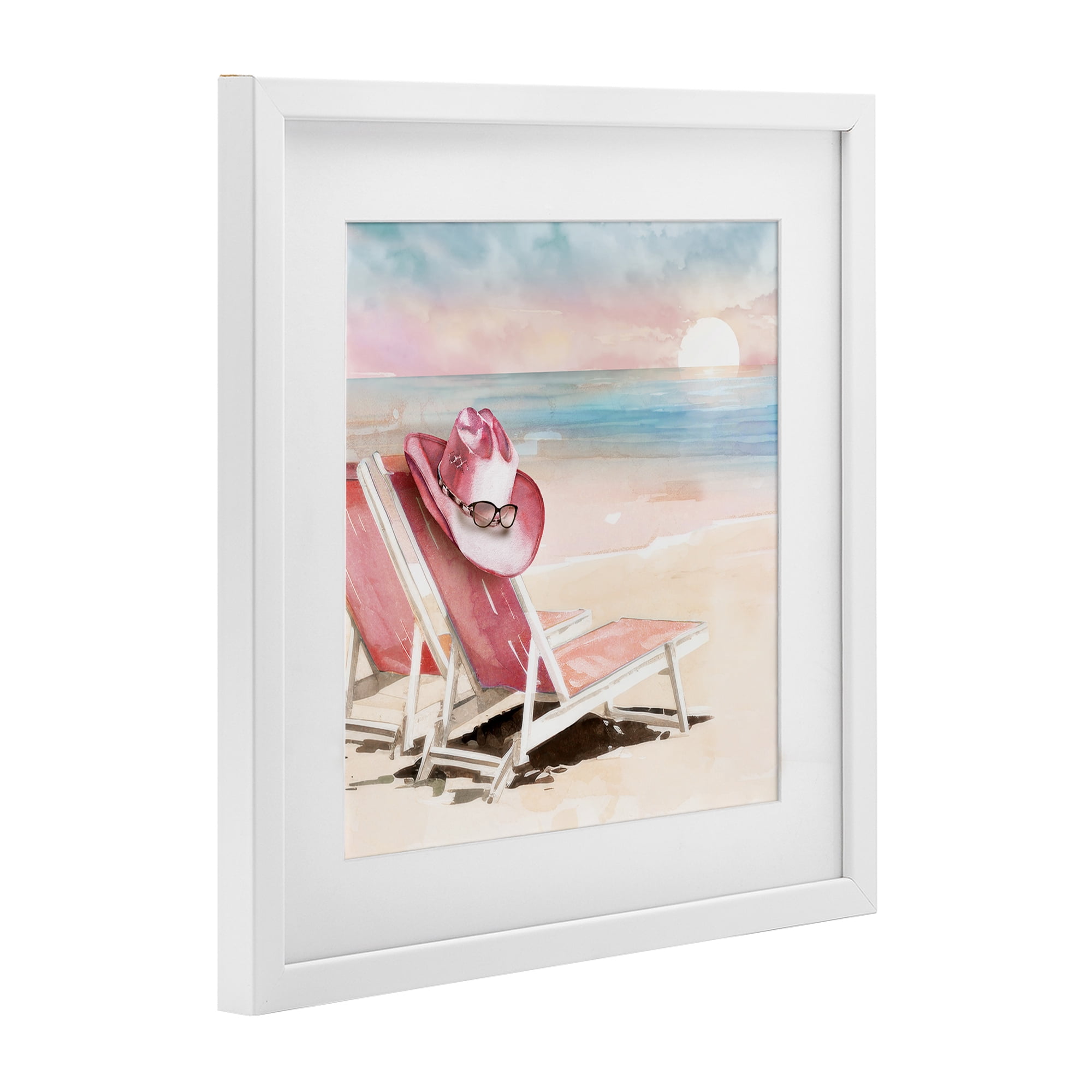 Stupell Industries Blush Pink Beach Chairs White Framed Print Under Glass, design by Paul Mathenia