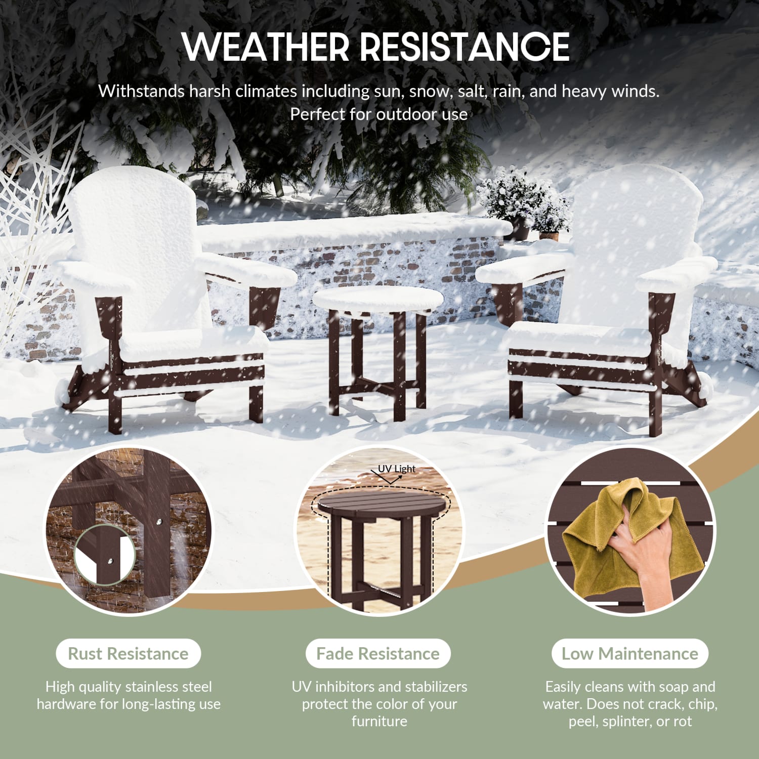 WestinTrends Adirondack Round Outdoor Side Table, Dark Brown photo 8