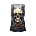thumbnail image 4 of Lsque Vintage Leaf Flower Skull Printed Workout Tank Tops for Women, Athletic Sports Tank Tops, Compression Sleeveless Dry Fit Shirts,Sleeveless Yoga Shirt-Large, 4 of 9