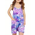 thumbnail image 1 of Odeerbi 5-14 Años Niñas Traje de Verano Lindo Estampado Floral Camisola Romper Casual Transpirable Cómodo Combinados Pantalones Cortos Con Bolsillos, 1 of 4
