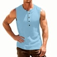 thumbnail image 3 of cocolona Summer Tank Tops for Men Fashion Solid Color Button Down Crew Neck Sleeveless Shirts Casual Blouses, 3 of 6