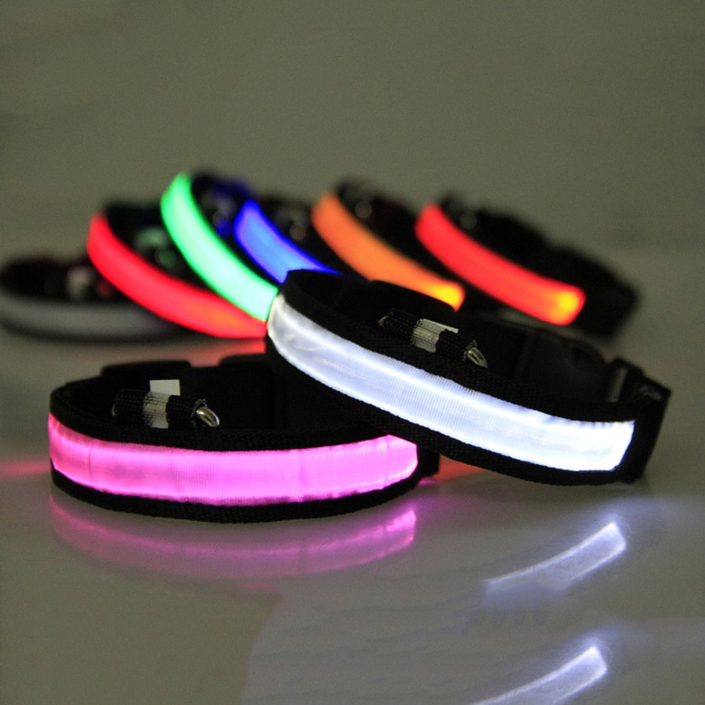 LED light dog collar large medium and small dogs pet collar nylon