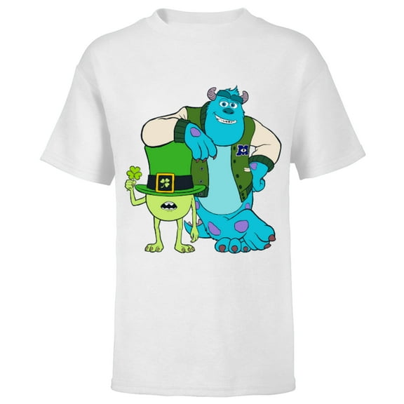 Disney and Pixar’s Monsters Mike and Sulley St. Patrick’s Day - Short Sleeve T-Shirt for Kids - Customized-White