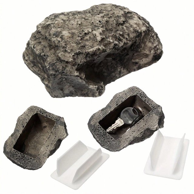 Caja de almacenamiento creativa para llaves de piedra simulada, forma de piedra de resina oculta