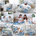 thumbnail image 6 of Happy Father's Day Bedding 3 Piece Duvet Cover Set Queen Size, Blue Spring Garden Floral Soft Microfiber Comforter Cover with Zipper Closure & Pillowcases, Wrinkle & FadeResistant Quilt Cover, 6 of 9
