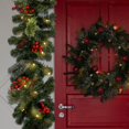 thumbnail image 6 of Spencer 9ft Pre-Lit Christmas Garland Artificial Green Pine Berry Clusters Garland with Warm LED Lights Indoor Outdoor Fireplace Xmas Decoration, 6 of 8