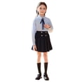 thumbnail image 2 of Girls' School Uniform Outfit 3 Piece Set with Long Sleeve Button Down Shirt and Pleated Skirt,3-18 Years, 2 of 5