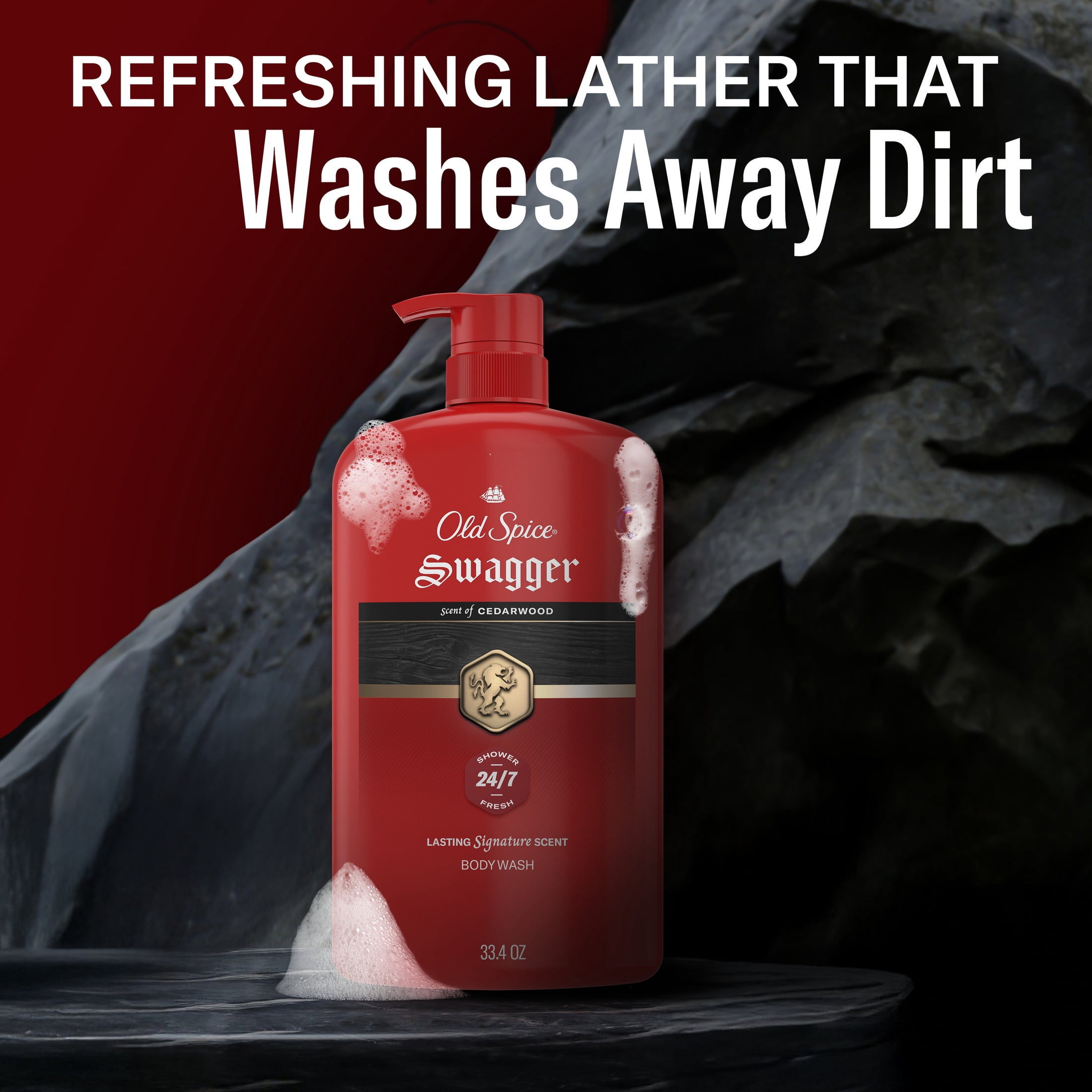 Old Spice Red Collection Body Wash for Men, Swagger Scent, Shower Fresh, Lasting Scent, 33.4 fl oz