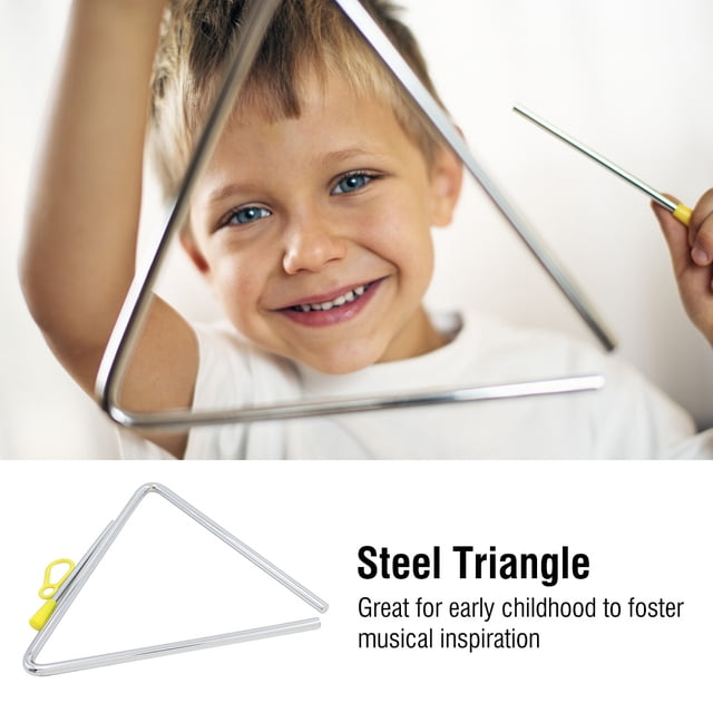 Instrumento de percusión musical de iluminación musical para niños Triángulo de acero con delantero (8 pulgadas)