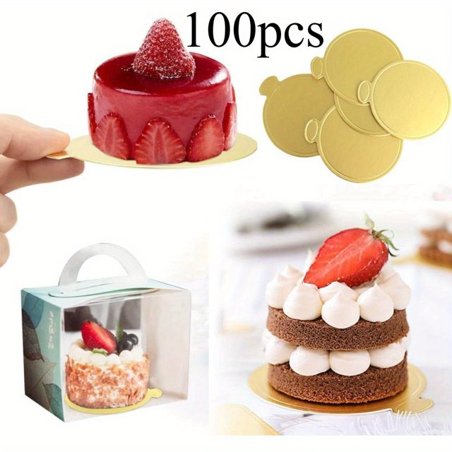 AMERTEER 100pcs Mousse Cake Cardboard Dessert tray Mini Cake Dessert Display Tray Cake Decorative Tools Kit