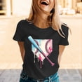 thumbnail image 2 of Shirts For Women Tees Tops Casual Printed Round Neck Solid Color Short Sleeved Y2k Clothes Black XL, 2 of 5