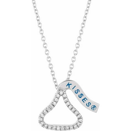 Hershey's Kisses Women's Diamond Accent Sterling Silver Hershey's Kiss Small Outline Pendant, 16 with 2 Extension