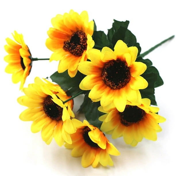 Large Artificial Yellow Sunflower Bush Bright Yellow Fake Flowers