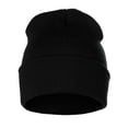 thumbnail image 2 of Classic Plain Cuffed Beanie Winter Knit Hat Skully Cap, Black, 2 of 2