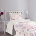thumbnail image 2 of Ambesonne Pink Quilted Bedspread Set 2 Pcs, Modern Polka Dots Dreamy Art, Twin Size, White Lavender Blue Blush, 2 of 4