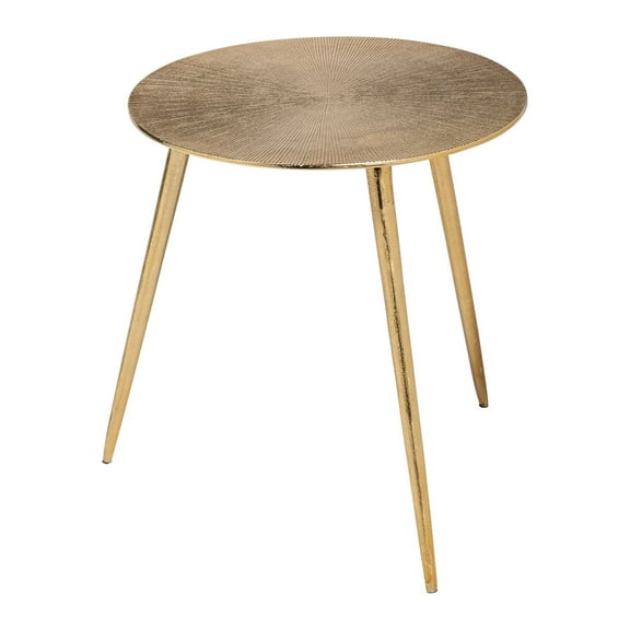 Mercana Reva I 24 x 21 Round Top Gold-Toned Metal Cast Aluminum Accent Table