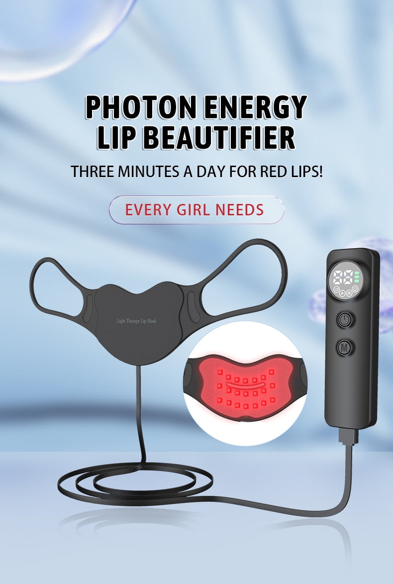 KABB Red Light Therapy Lip Plumper Device, 4 Modes LED Lip Light Therapy Mask with 63 Red Light Beads for Lip Rejuvenation