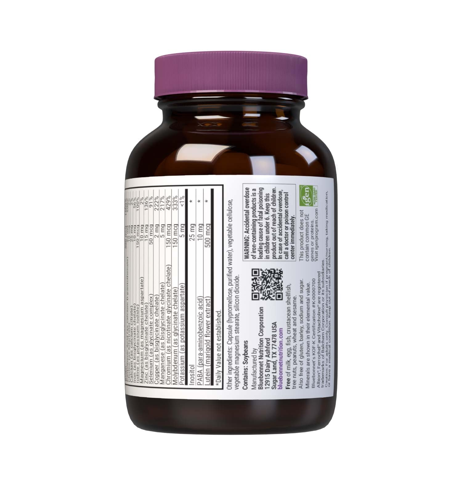 Bluebonnet Mult One (with Iron), Daily Support*, 60 Vegetable Capsules, 60 Servings