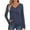 Dark Blue, variant on YUGYXL Women's Fall Long Sleeve Tops Casual Loose V Neck Tunic Tee Shirts with Pocket Beige XXL