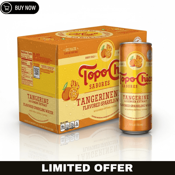 Topo Chico Sabores Tangerine with Ginger Extract Sparkling Water Cans 12 oz 8Cans