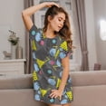 thumbnail image 3 of Rateoe Geometric Print Women’s Nightdress – Cozy Cotton Short-sleeved Sleep Shirt, Loose-Fit Sleepwear, Perfect for Relaxing and Sleeping, 3 of 6