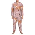 thumbnail image 3 of Fuzoiu Beautiful Fox Print Men's Long-Sleeved Pajama,Lounge Button Down Nightwear,Mens Notch Collar Pajama Set -Medium, 3 of 7