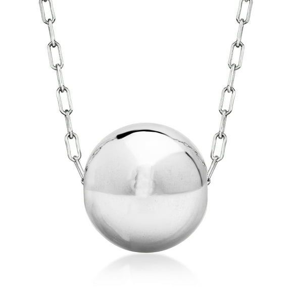 Ross-Simons Italian Sterling Silver Bead Paper Clip Link Necklace, Women's, Adult