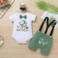 thumbnail image 3 of IBTOM CASTLE Baby Boy 1st Birthday Outfit Jungle Woodland Animal Romper + Bloomers + Suspenders 3PCS Clothes Set Photography 18-24 Months Teal Blue - 2nd Birthday, 3 of 8