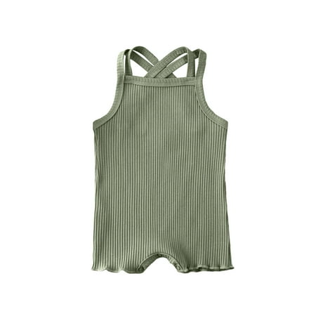 

Summer Baby Girl Boy Romper Bodysuit Solid Plain One Piece Jumpsuits Pajamas Sleeveless Baby Clothes Outfits