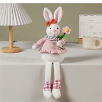 SUSHANG Mini Plush Rabbit Tiny Joint Rabbit Easter Bunny Long Legged Sitting Plush Toy Cute Decorative Doll For Holiday Parties Adorable Indoor Decoration For Easter Celebrations