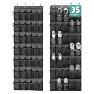 BEVTEE Large Hanging Shoe Rack with 35 Pockets, Black