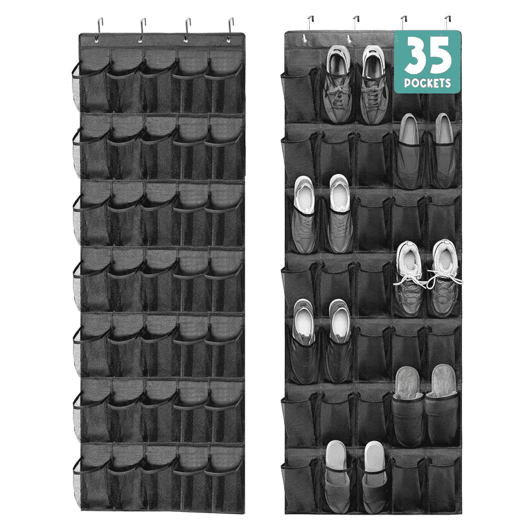 BEVTEE Large Hanging Shoe Rack with 35 Pockets, Black photo 1
