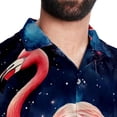 thumbnail image 5 of Starry Sky Flamingo Men's Short Sleeve Beach Shirts Hawaiian Button Down Casual Summer Printed Unisex Top, 5 of 6