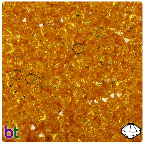 BeadTin Sun Gold Transparent 6mm Faceted Rondelle Craft Beads (1350pcs)