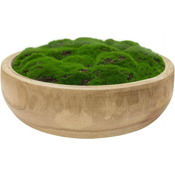 Moss Wood Bowl, Natural Round Decorative Dough Bowl, Artificial Moss Centerpiece for Wedding Table, Home Decoration, Living Room, Office, No Maintenance