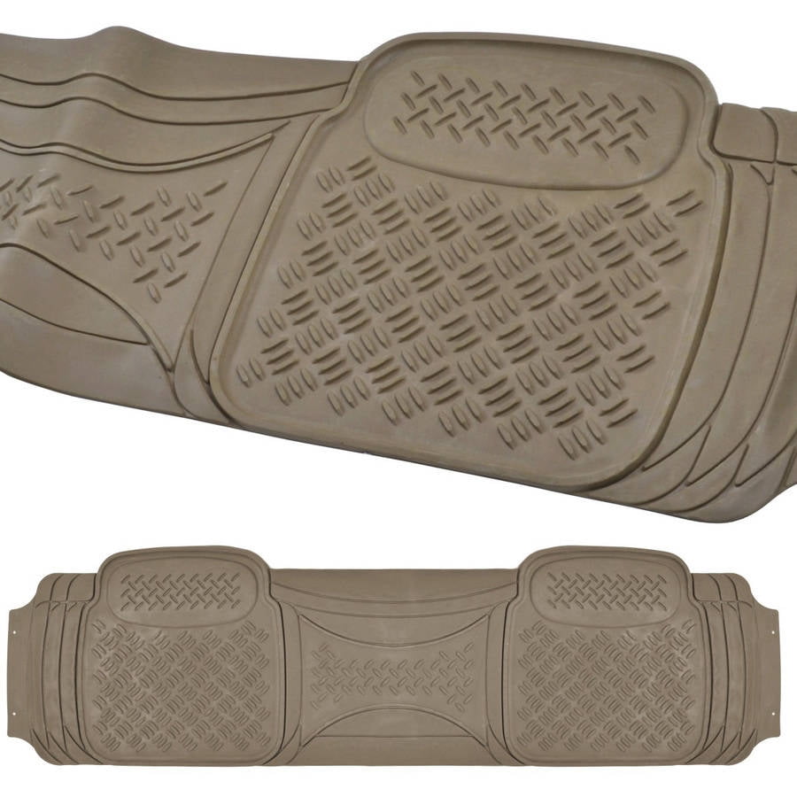 Zento Deals Black Universal Fit Ridged All-Weather Heavy Duty Rubber Runner Liner Floor Mat
