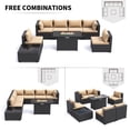 thumbnail image 5 of MRUAKA 8 Pieces Patio Conversation Set With Firepit, Outdoor Sectional PE Rattan Wicker Furniture Seat,Khaki, 5 of 7