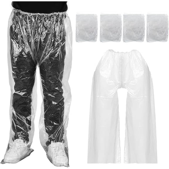 Poncho Pants Disposable Rain Clear with Shoe Cover for Outdoor 4 Pcs
