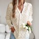 thumbnail image 5 of Blusa con escote en V para mujer, blusa de manga larga abullonada con escote en V para mujer, blusa informal para mujer, rendimiento finamente ajustado, 5 of 9