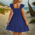 thumbnail image 5 of Spazoro Toddler Girls A-Line Dress, Solid Color Casual Square Neck Sleeveless Princess Dresses for Child Girls Navy Size 7 T, 5 of 9