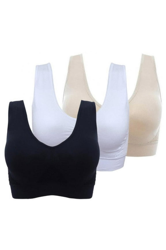 3-Pack Women Seamless Sports Bra Breathable Wireless Push Up Bra with Pads Yoga Running Fitness Bralettes Plus Size M-6XL