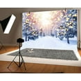 thumbnail image 2 of 20x10ft Winter Snow Scene Backdrop White Snow Covered Trees Pathway in Sunshine Winter Season Scenic for Christmas Holiday Family Background Party Decoration Banner Portrait Photo Studio Props, 2 of 5