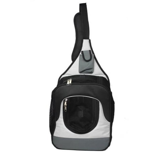 Single Strap Over-The-Shoulder Navigation Hands Free Backpack And Front Pack Pet Carrier, Gray - Medium