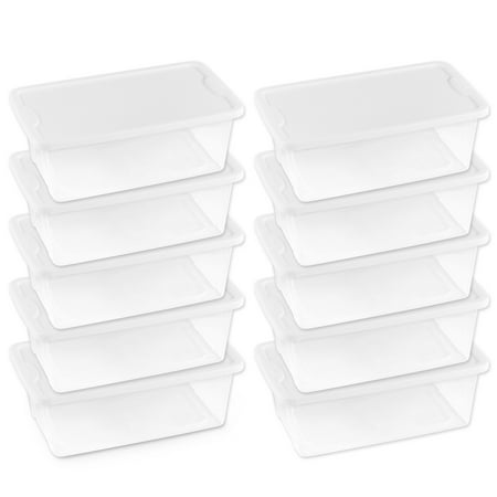 Homz 6 Quart Storage Container, Clear/White, Set of