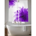 thumbnail image 6 of Purple Semi Sheer Curtains 63 Inch Length 2 Panels Set, Boho Modern Floral Abstract Ombre Leaf White Sheer Kitchen Curtain Privacy Voile Window Curtain for Living Room Bedroom Rod Pocket Drapes, 6 of 7