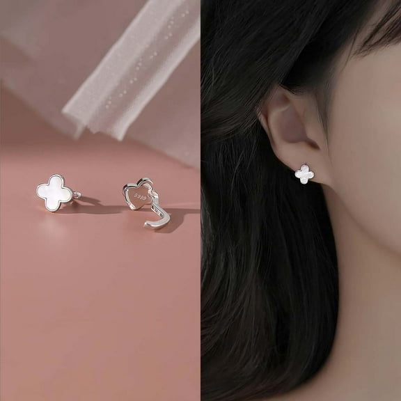 Mother of Pearl Clover Earrings For Women Four Leaf Clover Earrings Sterling Silver Lucky Earrings Gift for her