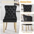 thumbnail image 6 of 7-Piece 70" Glass Dining Table Set, Tempered Glass Top with OC Shape Frame & Stainless Steel Base, 6 Velvet Chairs with Stainless Steel Legs, 6 of 7